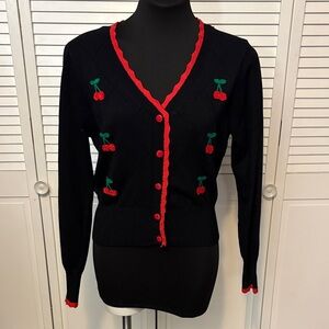 Black Cherry Embroidered Women's Sweater